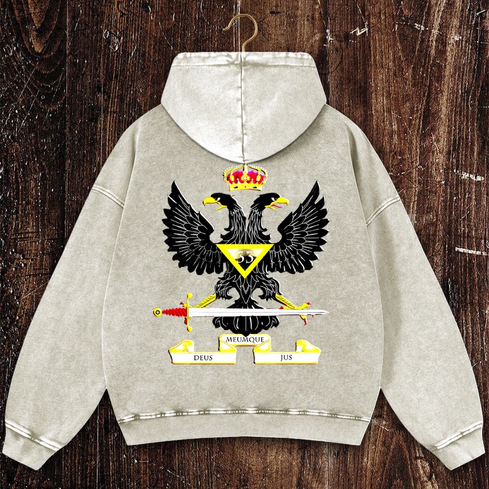 Meumque Deus Jus Christian Washed Hoodie