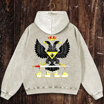 Meumque Deus Jus Christian Washed Hoodie