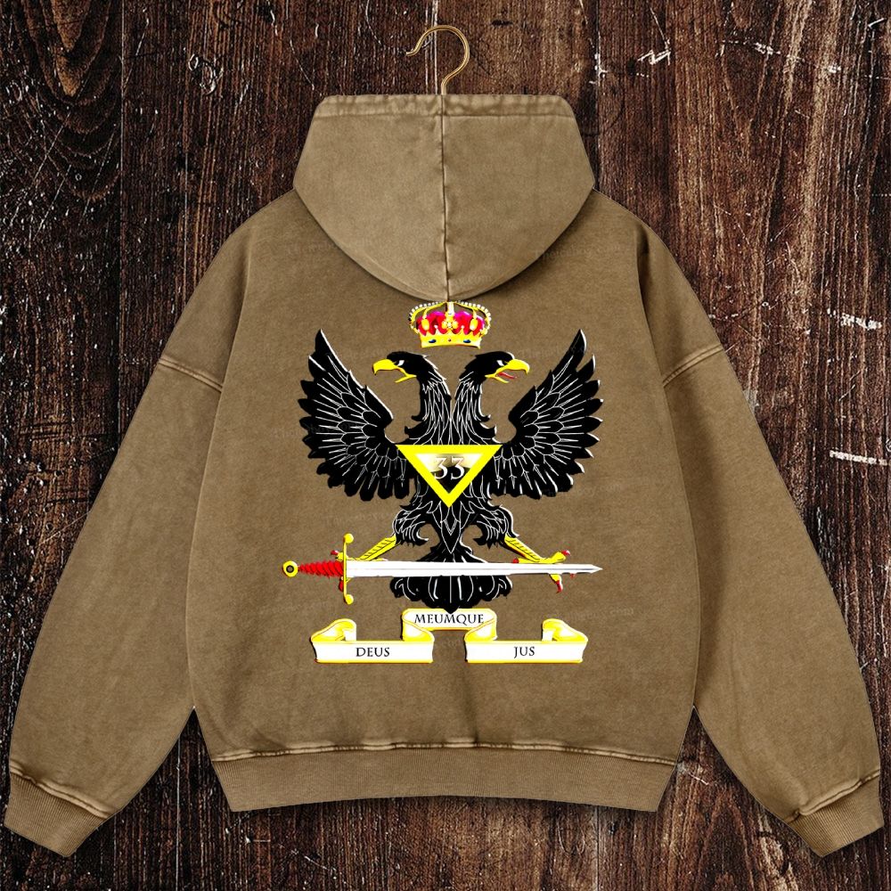 Meumque Deus Jus Christian Washed Hoodie