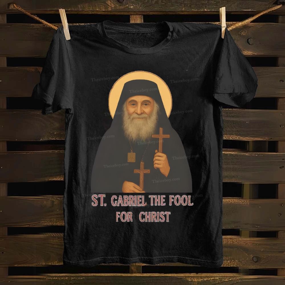 Saint Gabriel the Fool for Christ-Orthodox Cotton T-shirt