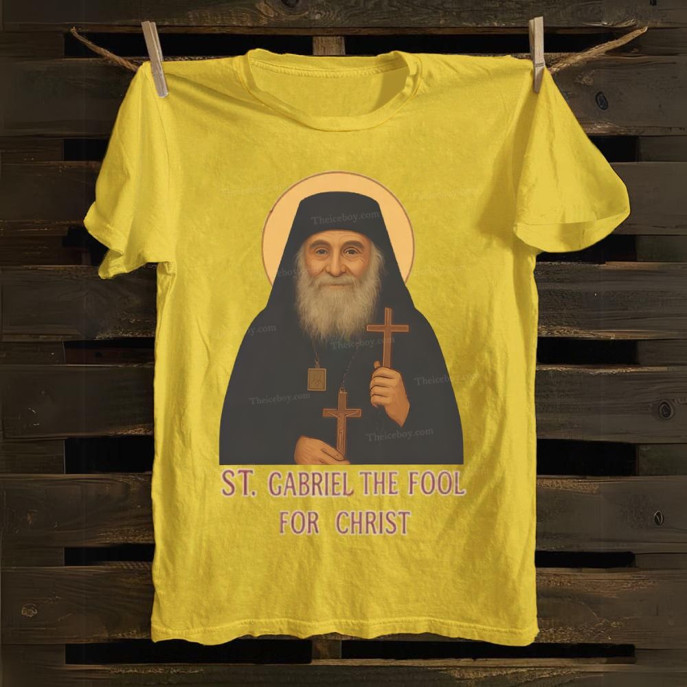 Saint Gabriel the Fool for Christ-Orthodox Cotton T-shirt