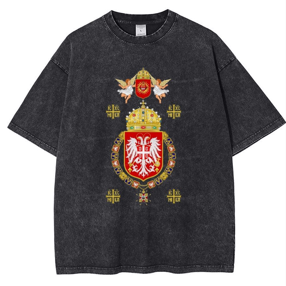 IC XC NIKA Coat Of Arms Of Serbia Snowflake Vintage Cotton T-Shirt