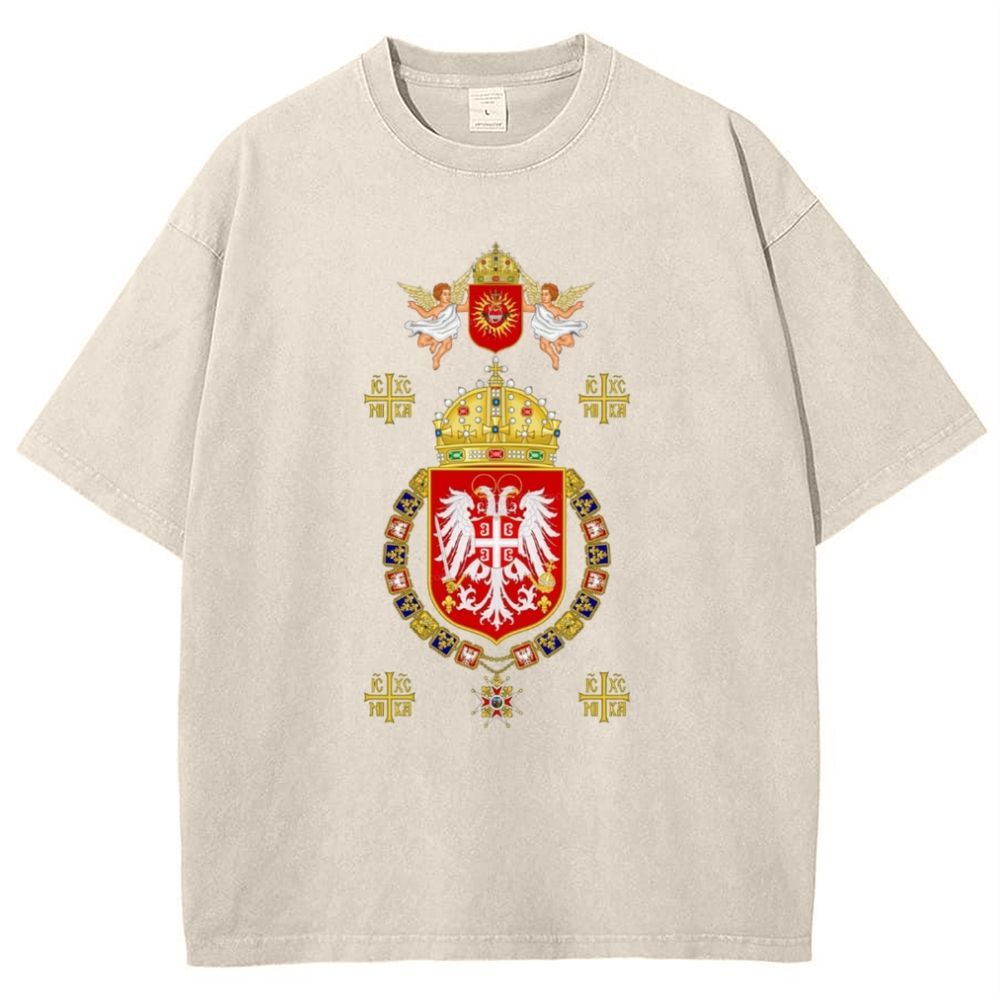 IC XC NIKA Coat Of Arms Of Serbia Snowflake Vintage Cotton T-Shirt