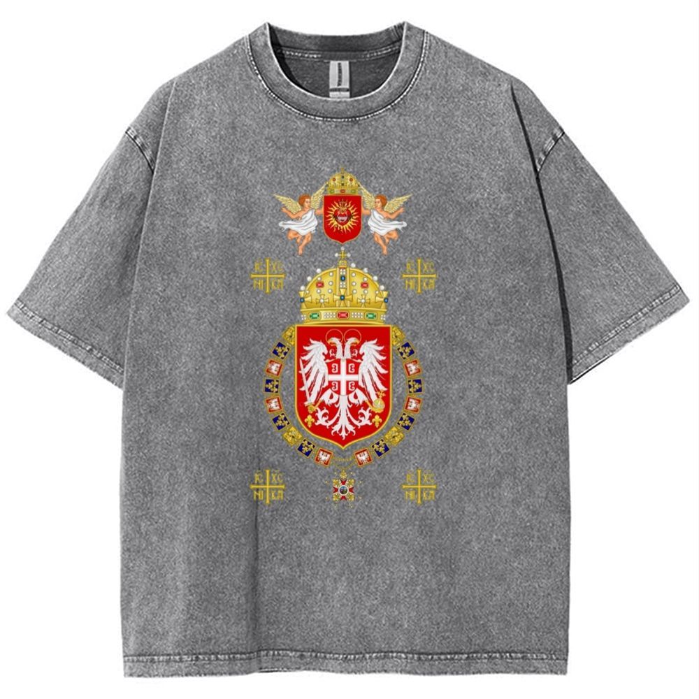 IC XC NIKA Coat Of Arms Of Serbia Snowflake Vintage Cotton T-Shirt