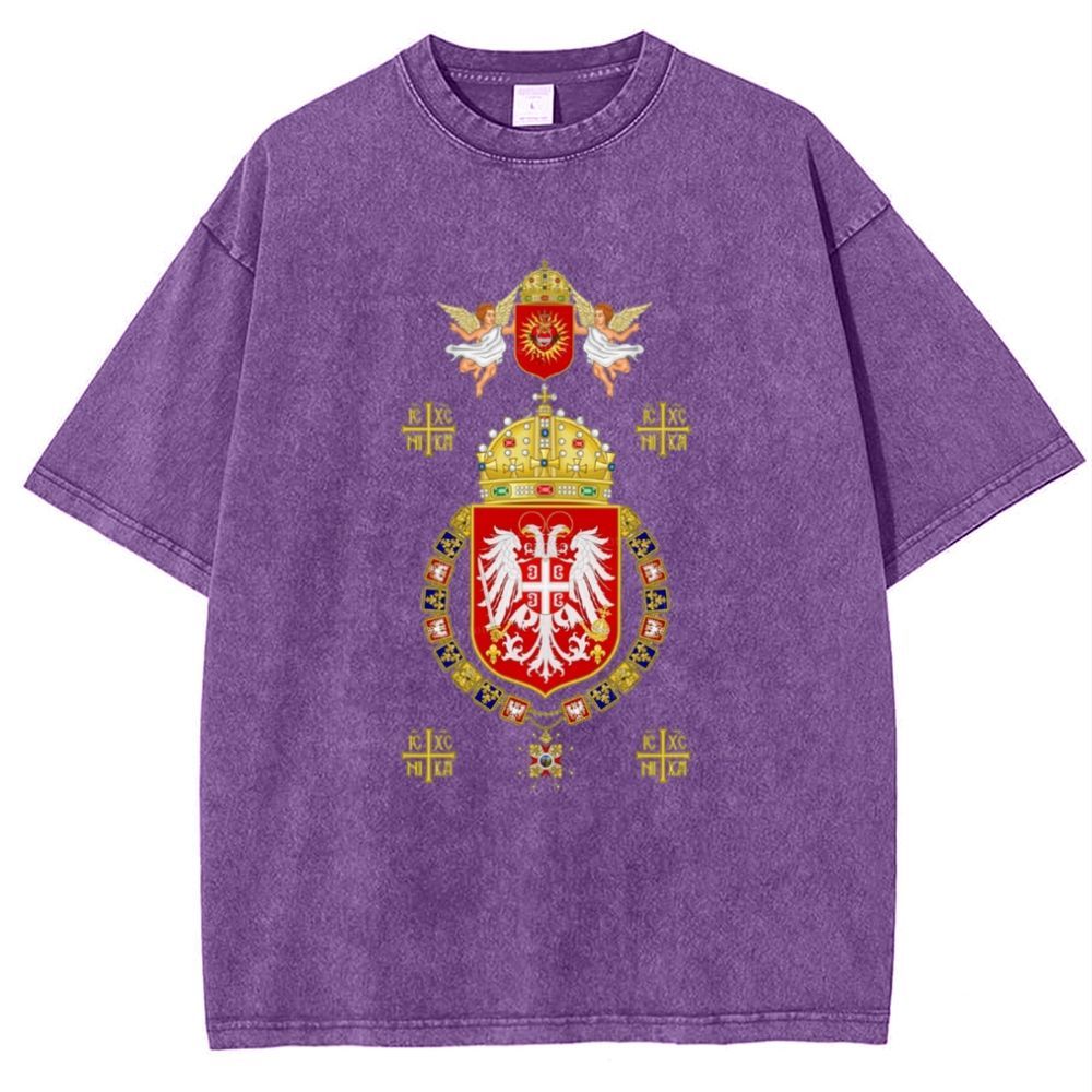 IC XC NIKA Coat Of Arms Of Serbia Snowflake Vintage Cotton T-Shirt