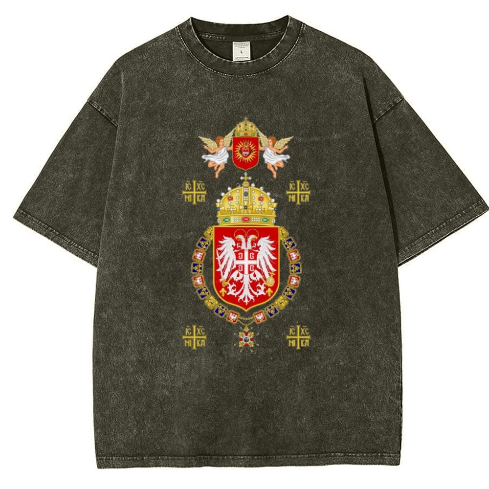 IC XC NIKA Coat Of Arms Of Serbia Snowflake Vintage Cotton T-Shirt