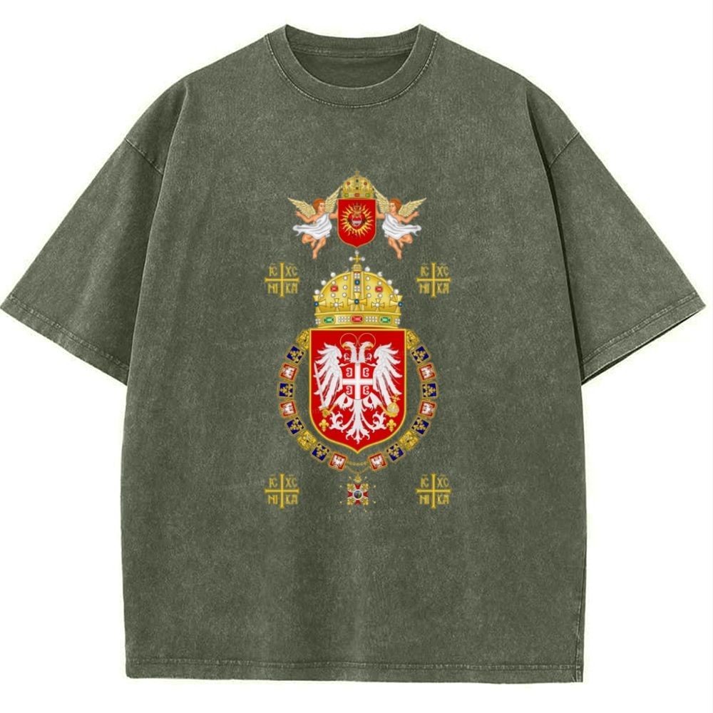IC XC NIKA Coat Of Arms Of Serbia Snowflake Vintage Cotton T-Shirt