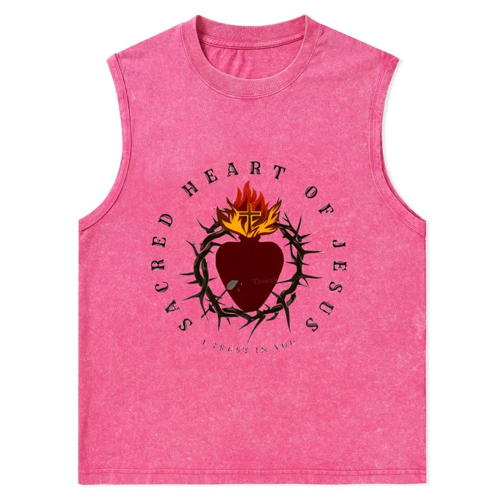 Sacred Heart of Jesus Christian Snowflake Washed Vest