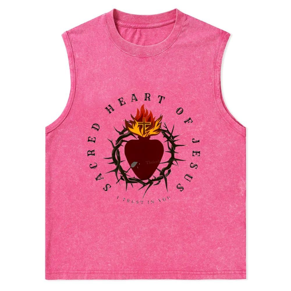Sacred Heart of Jesus Christian Snowflake Washed Vest