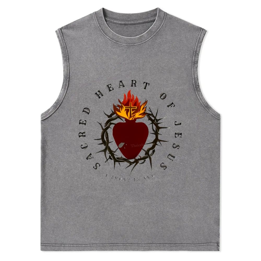 Sacred Heart of Jesus Christian Snowflake Washed Vest