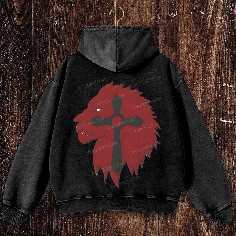 LIon of God Christian Washed Hoodie