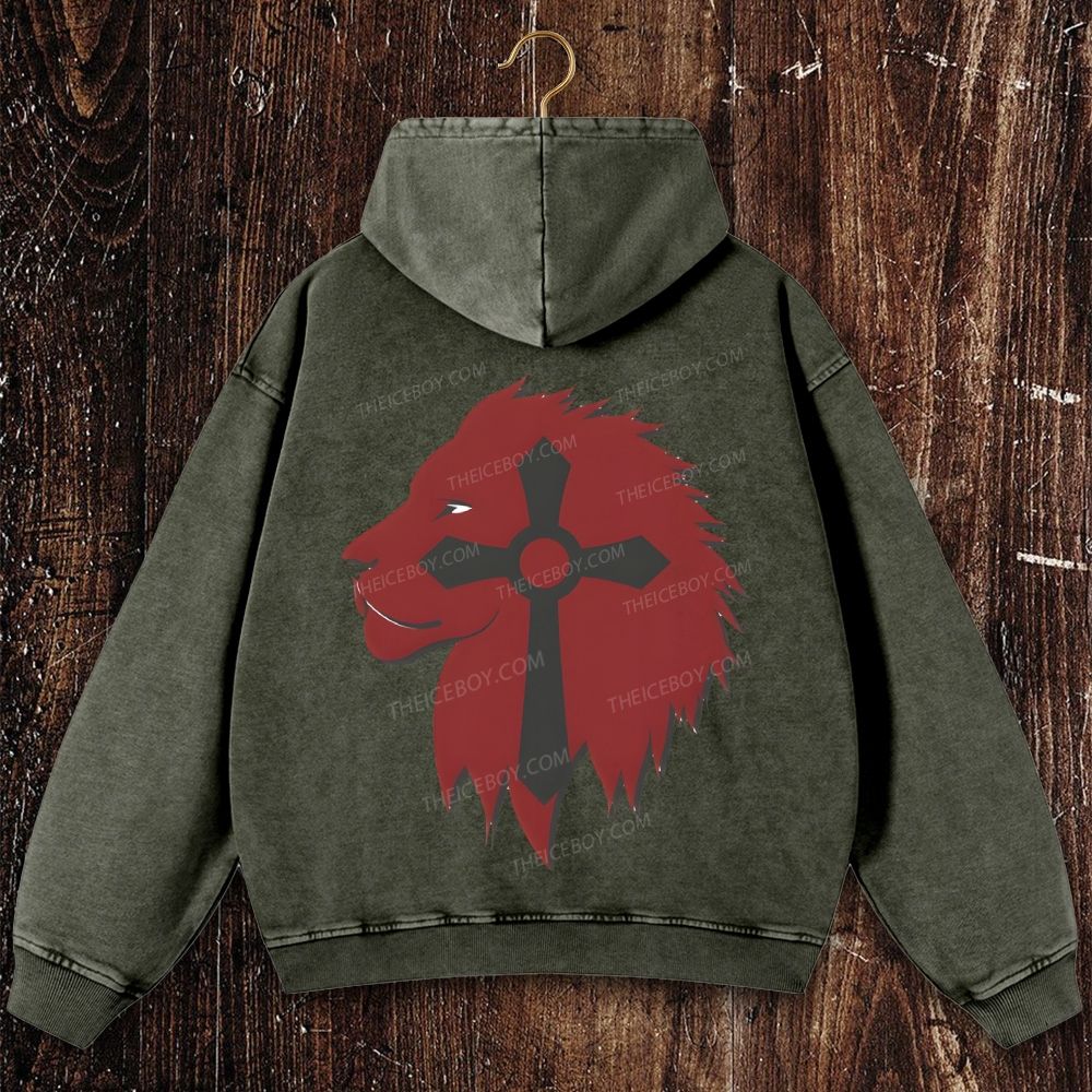 LIon of God Christian Washed Hoodie