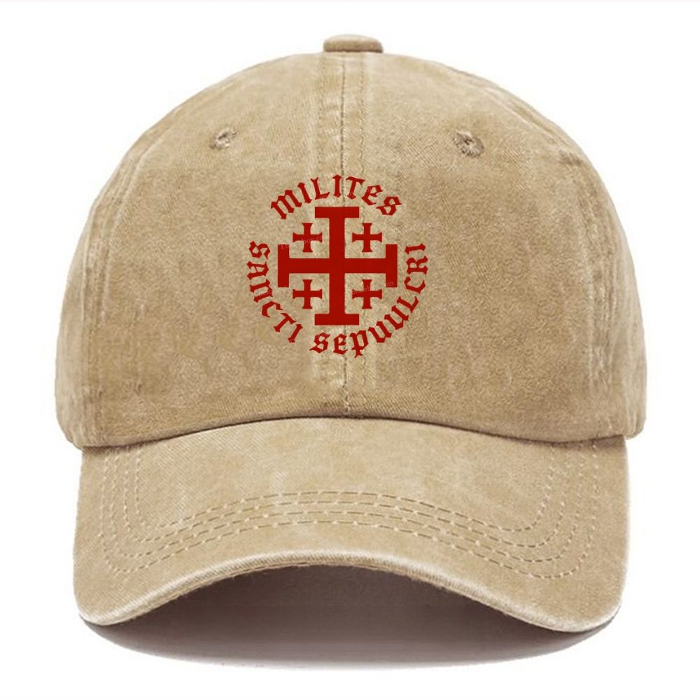 Knight Templar Order of the Holy Sepulchre Unisex Vintage Casual Washed Cap