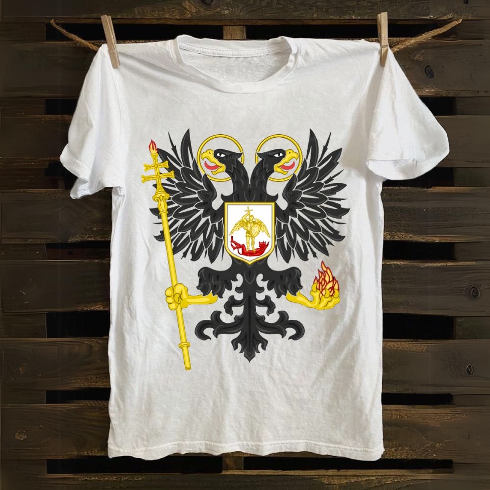 Orthodox Double-Headed Eagle Angel Defeating The Devil Cotton T-shirt