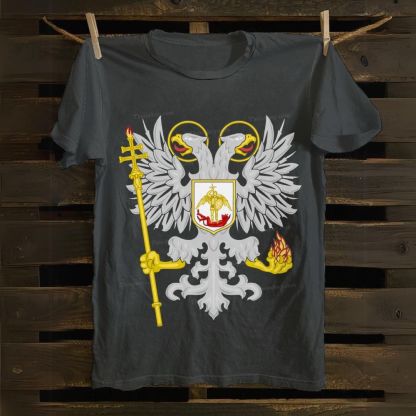 Orthodox Double-Headed Eagle Angel Defeating The Devil Cotton T-shirt