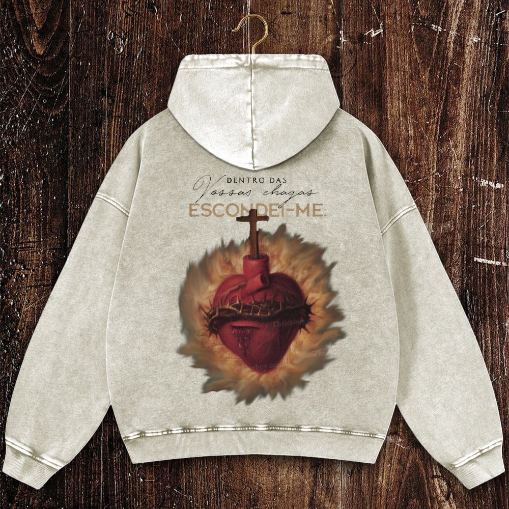 Dentro De Vossas Chagas Escondei-Me Christian Washed Hoodie