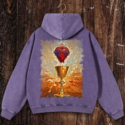 His Blood Remained In The Holy Grail. Christian Washed Hoodie