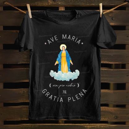 Catholic Watercolor Print of the Virgin Mary Cotton T-shirt