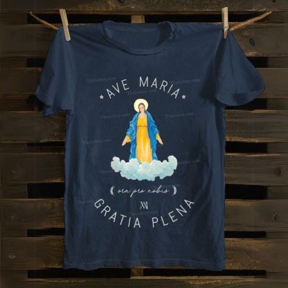 Catholic Watercolor Print of the Virgin Mary Cotton T-shirt