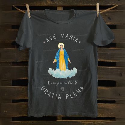 Catholic Watercolor Print of the Virgin Mary Cotton T-shirt