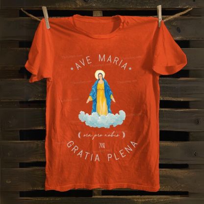 Catholic Watercolor Print of the Virgin Mary Cotton T-shirt