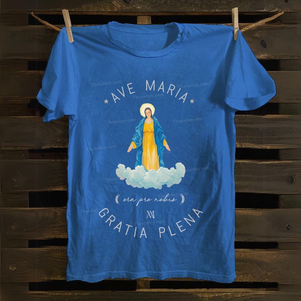 Catholic Watercolor Print of the Virgin Mary Cotton T-shirt