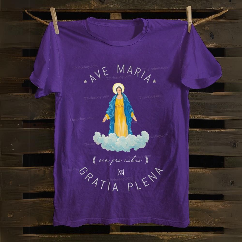 Catholic Watercolor Print of the Virgin Mary Cotton T-shirt