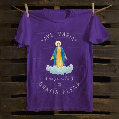 Catholic Watercolor Print of the Virgin Mary Cotton T-shirt