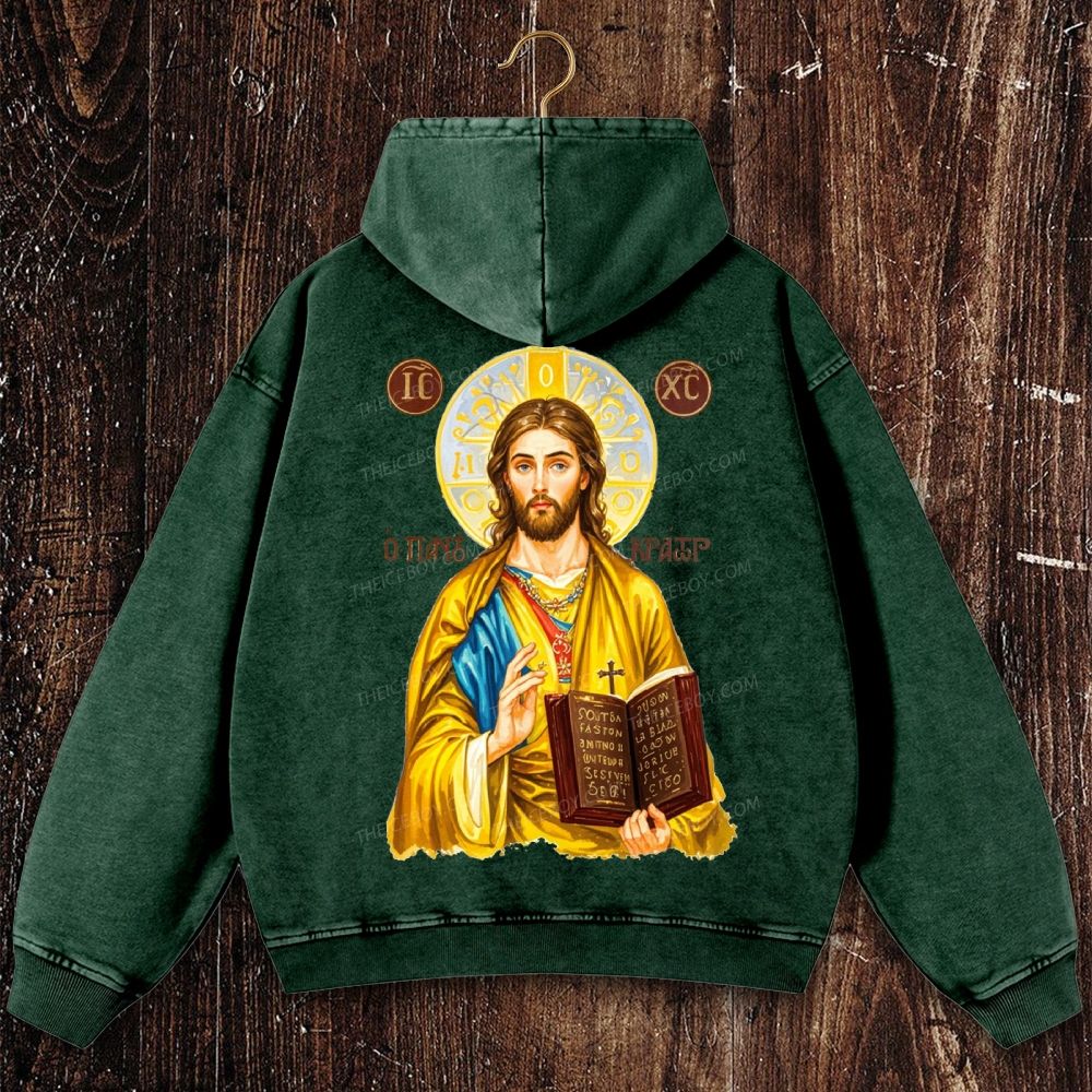 IC XC Jesus Victory Christian Washed Hoodie