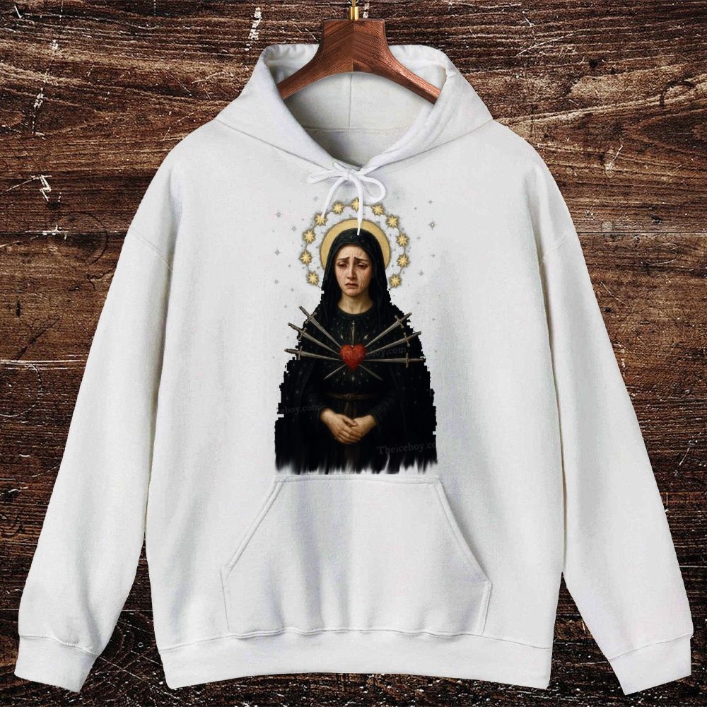Sorrowful Virgin Mary Oversized Cotton Hoodies