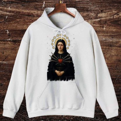 Sorrowful Virgin Mary Oversized Cotton Hoodies