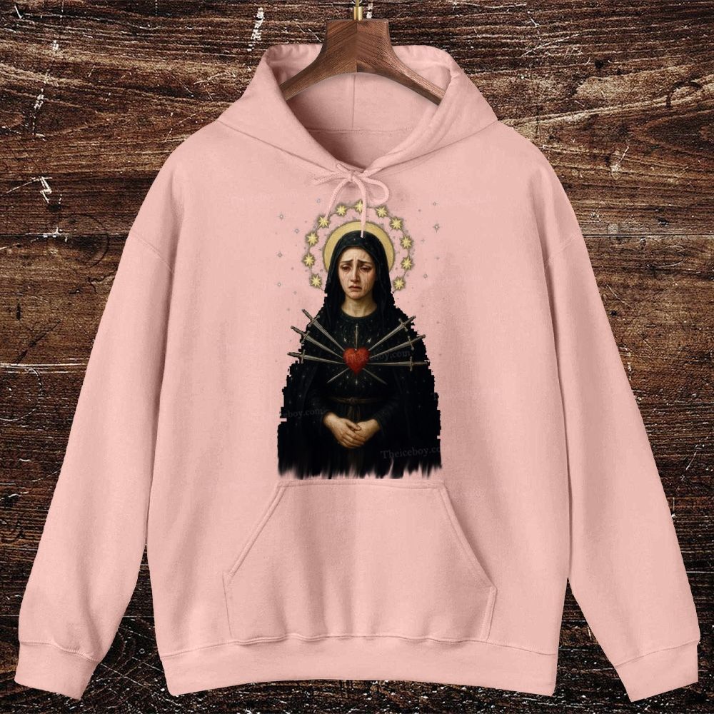 Sorrowful Virgin Mary Oversized Cotton Hoodies
