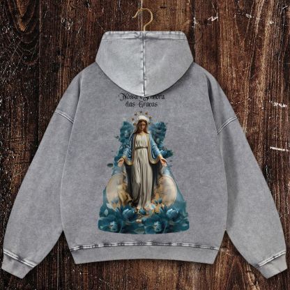 Virgin Mary Christian Washed Hoodie