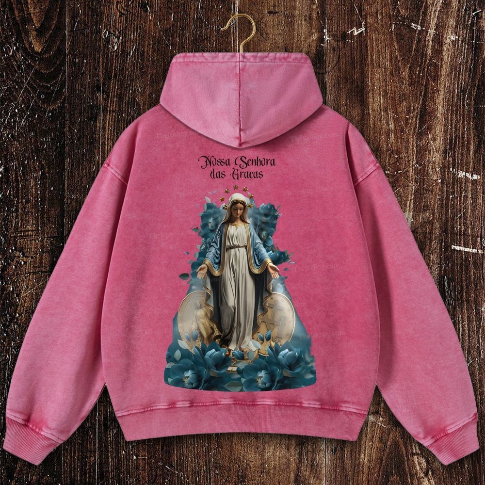 Virgin Mary Christian Washed Hoodie