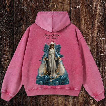 Virgin Mary Christian Washed Hoodie