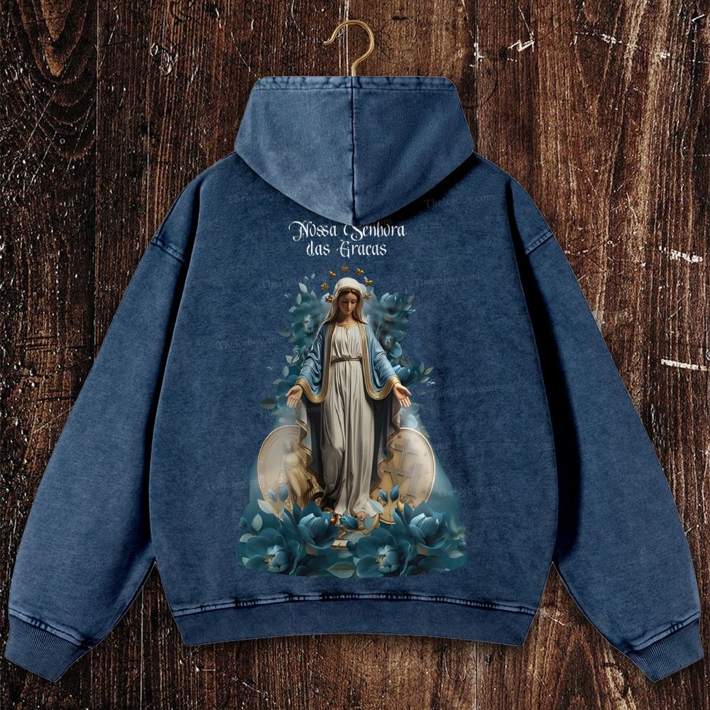 Virgin Mary Christian Washed Hoodie