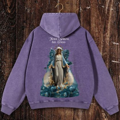 Virgin Mary Christian Washed Hoodie