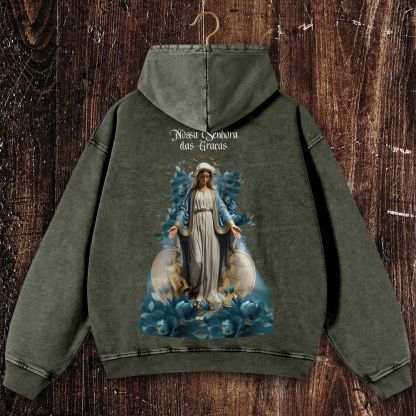 Virgin Mary Christian Washed Hoodie