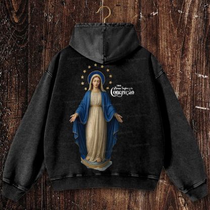 Feliz Dia De Festa A Nossa Senhora Christian Washed Hoodie
