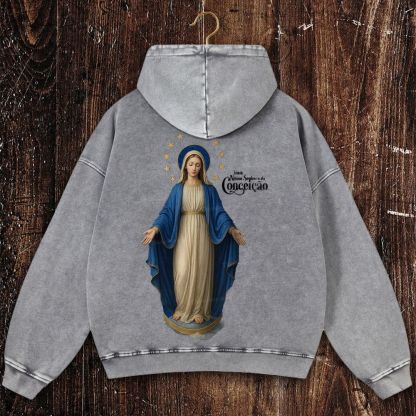 Feliz Dia De Festa A Nossa Senhora Christian Washed Hoodie