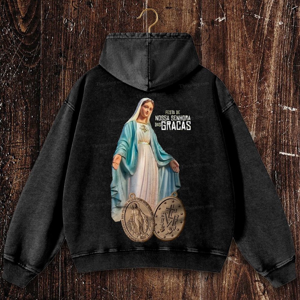 Thanks be to our Holy Mother Christian Washed Hoodie
