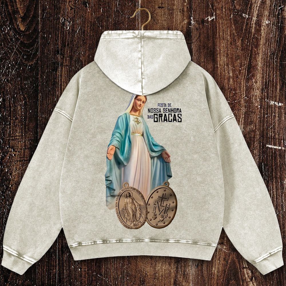 Thanks be to our Holy Mother Christian Washed Hoodie
