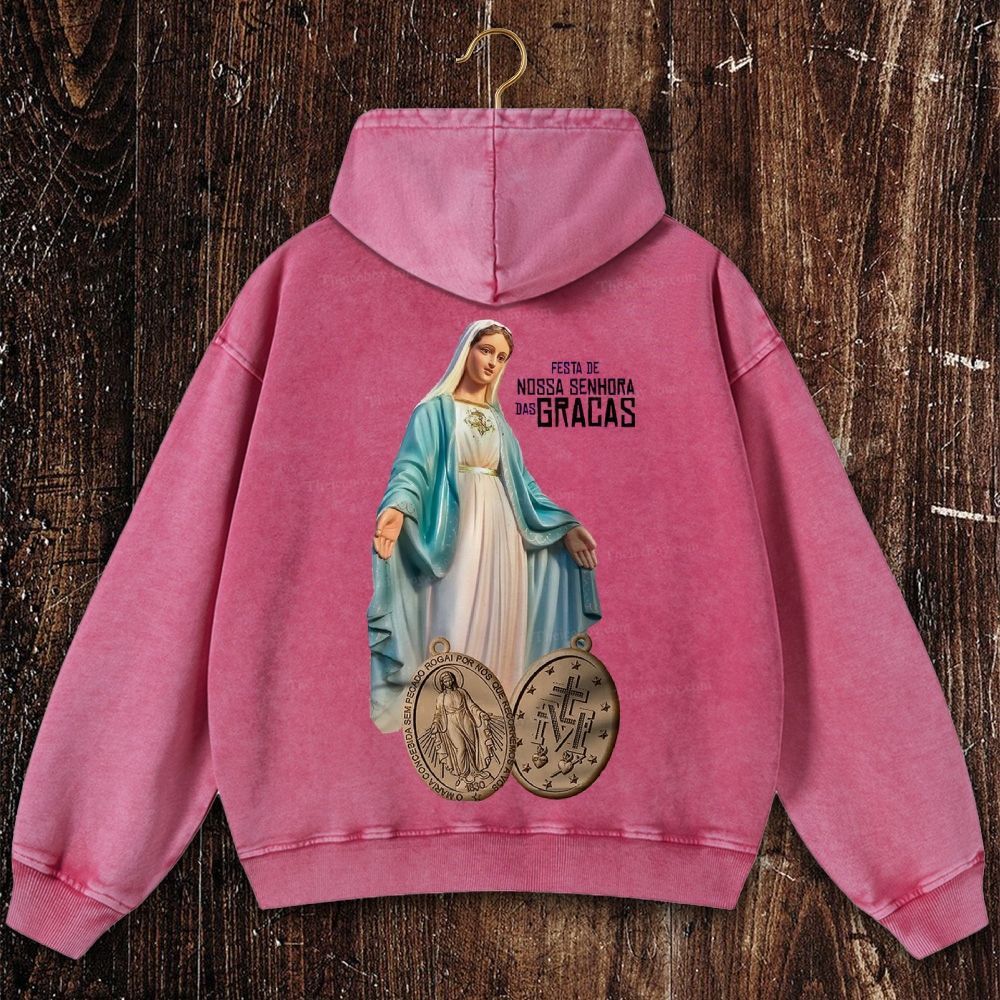 Thanks be to our Holy Mother Christian Washed Hoodie