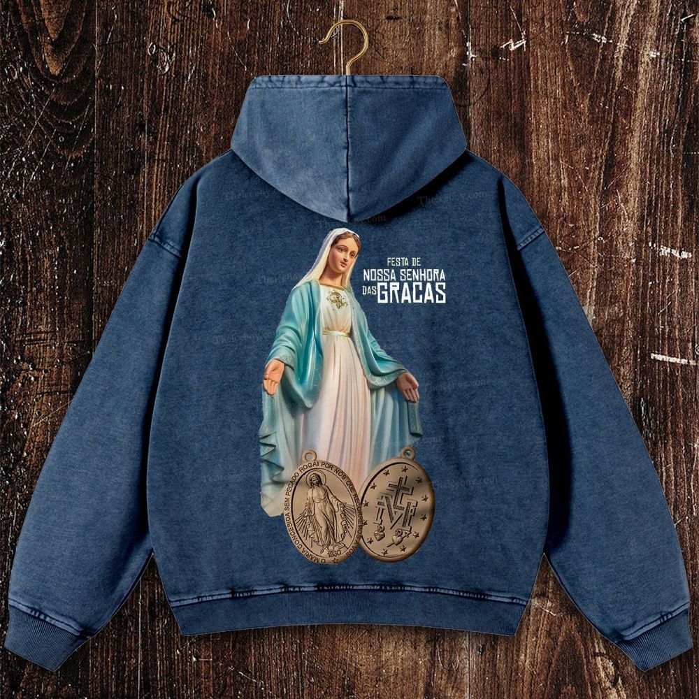 Thanks be to our Holy Mother Christian Washed Hoodie