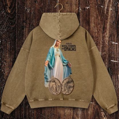 Thanks be to our Holy Mother Christian Washed Hoodie