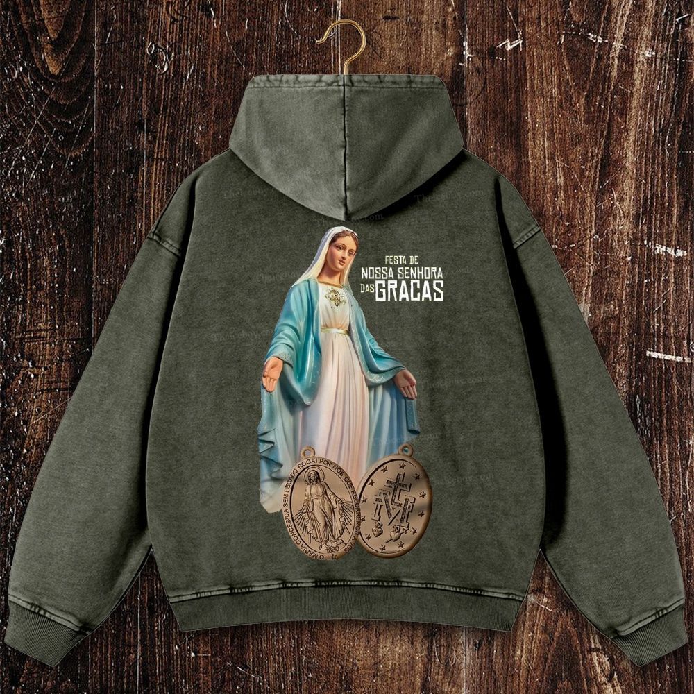 Thanks be to our Holy Mother Christian Washed Hoodie