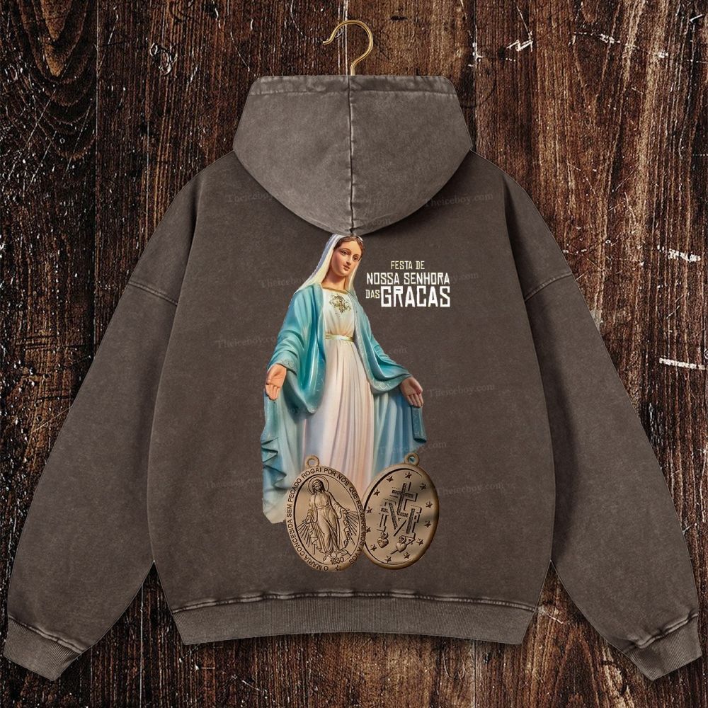 Thanks be to our Holy Mother Christian Washed Hoodie