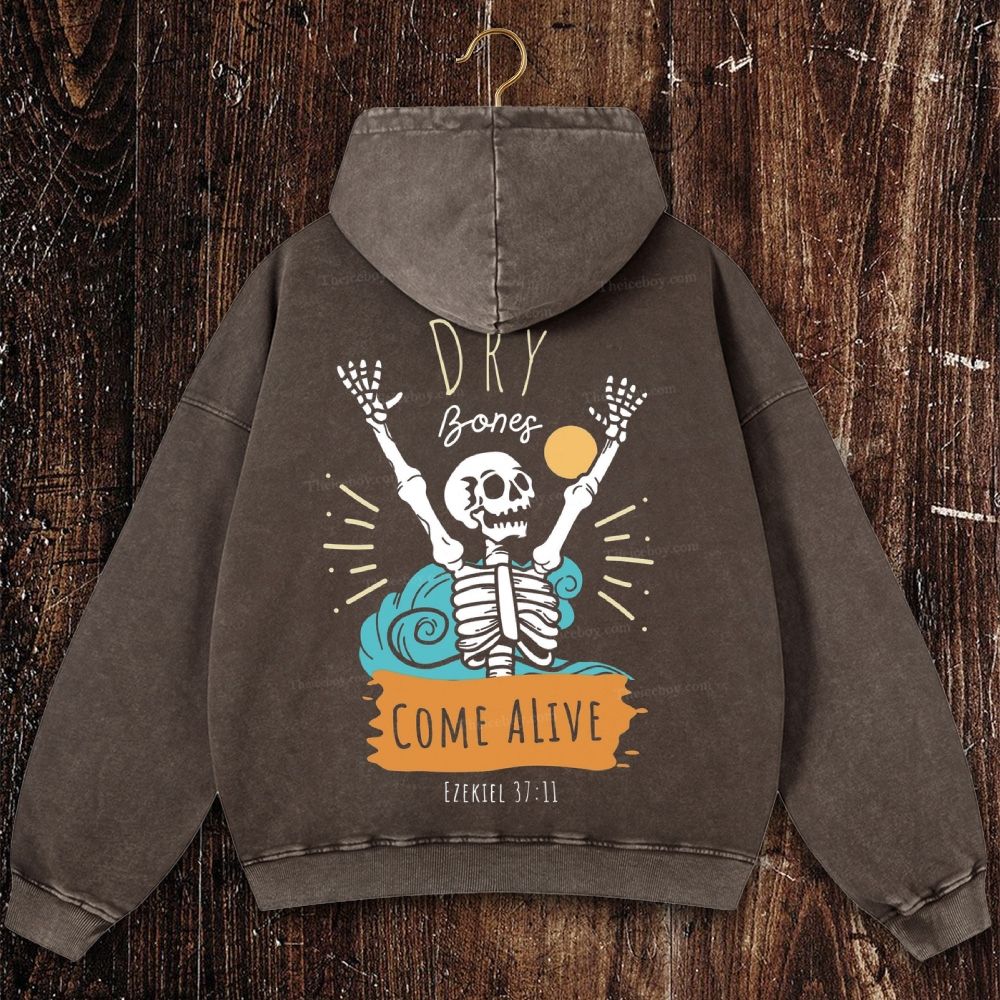 Bone Resurrection Christian Washed Hoodie