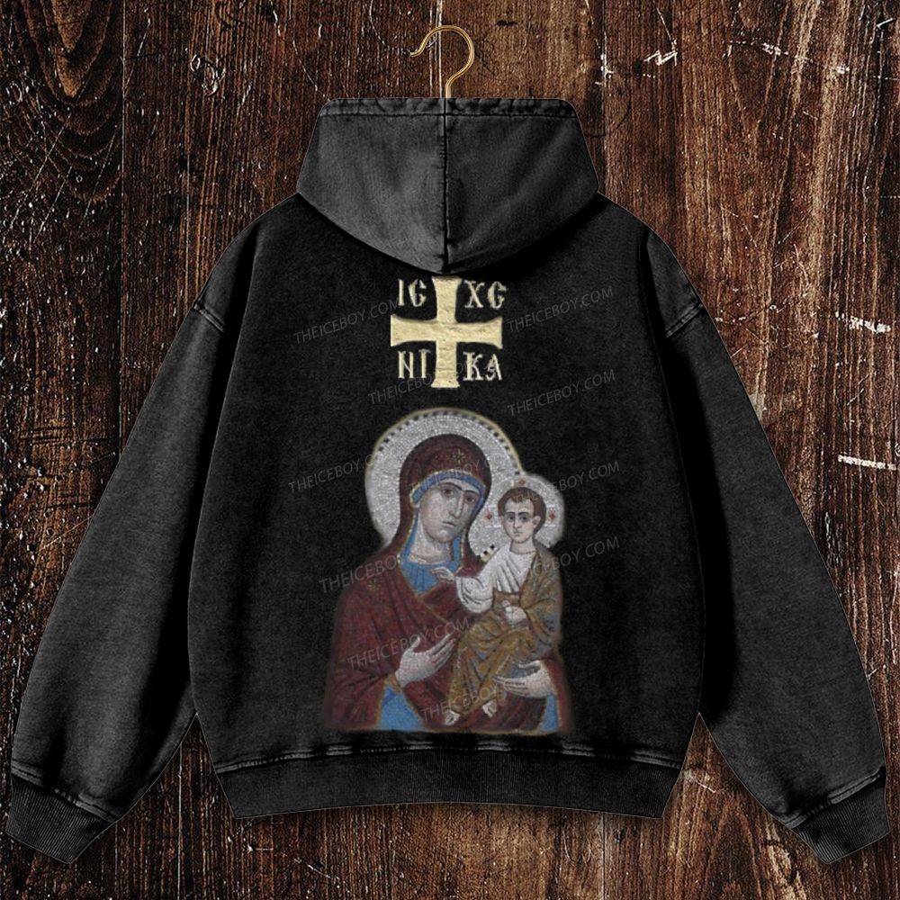 IC XC NIKA Orthodox Icons Christian Washed Hoodie
