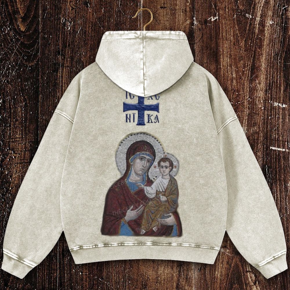 IC XC NIKA Orthodox Icons Christian Washed Hoodie